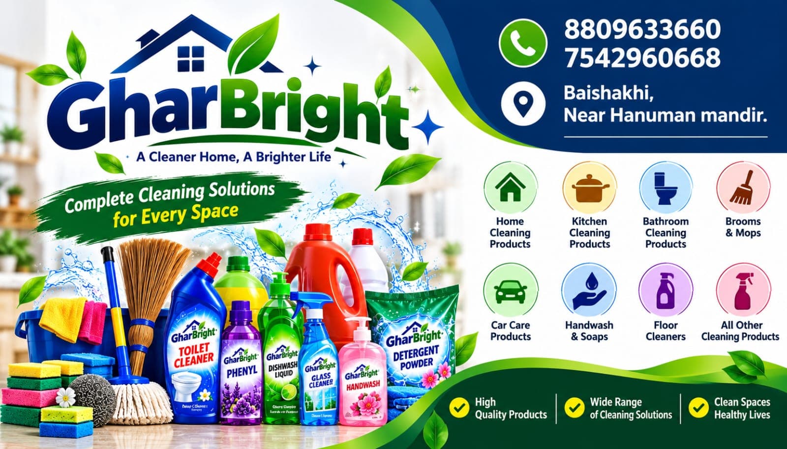 GharBright cleaning products showcase